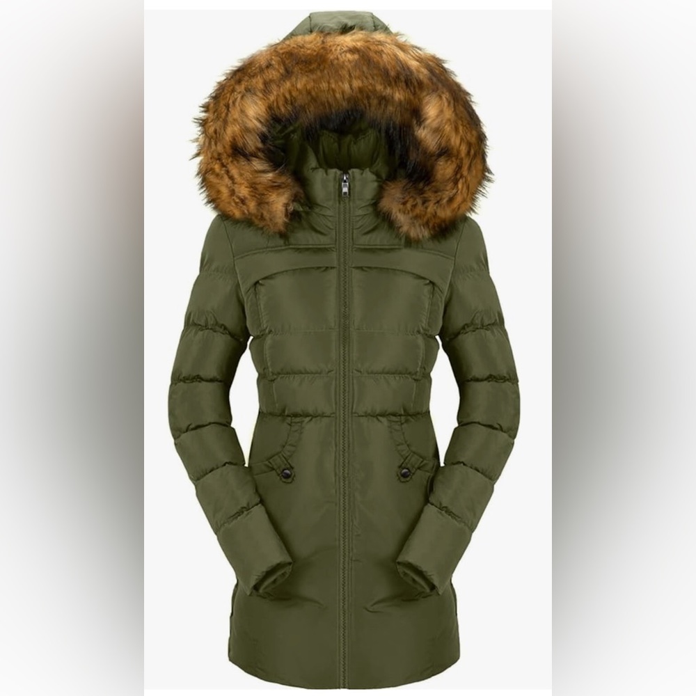 CHERFLY Women's Winter Puffer Coat Heavy Warm Long Parka Down Jacket with Fur Ho